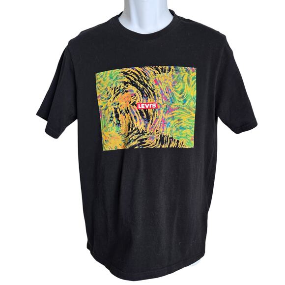 Levis‎ Unisex Abstract Print T Shirt Medium Relaxed Fit Crew Neck 100% Cotton - Picture 1 of 7